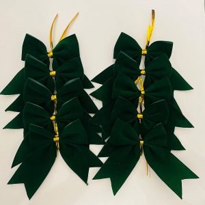 AmoolyaZ Handmade Velvet Christmas Bows|| Holiday Velvet Bows for Decorating Home, Christmas Trees, Wreaths and Gifts|| Use Indoor/Outdoor|| Size 4 x 4.5 Inches|| 10 Count|| (Green)