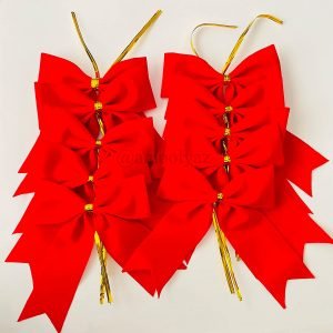 AmoolyaZ Handmade Velvet Christmas Bows|| Holiday Velvet Bows for Decorating Home, Christmas Trees, Wreaths and Gifts|| Use Indoor/Outdoor|| Size 4 x 4.5 Inches|| 10 Count|| (Red)