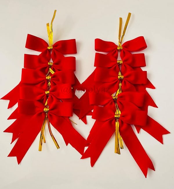 AmoolyaZ Handmade Red Velvet Christmas Bows|| Holiday Velvet Bows for Decorating Home, Christmas Trees, Wreaths and Gifts|| Use Indoor/Outdoor|| Size 3 x 3.5 Inches|| 10 Count|| (Red)