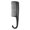 AmoolyaZ Wide Tooth Comb Shower Comb With Hook, Good for Curly Hair Wet Dry, Premium Tangle Free Combs (Black)
