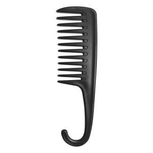 AmoolyaZ Wide Tooth Comb Shower Comb With Hook, Good for Curly Hair Wet Dry, Premium Tangle Free Combs (Black)