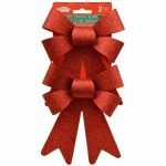 AmoolyaZ Decorative Glittery Red Bows || Bow Size 5.5" x 7.9" || Pack of 2 ||