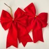 AmoolyaZ Handmade Velvet Christmas Bows|| Holiday Velvet Bows for Decorating Home, Christmas Trees, Wreaths and Gifts|| Use Indoor/Outdoor|| Size 6.5 x 7 Inches|| 2 Count|| (Red)