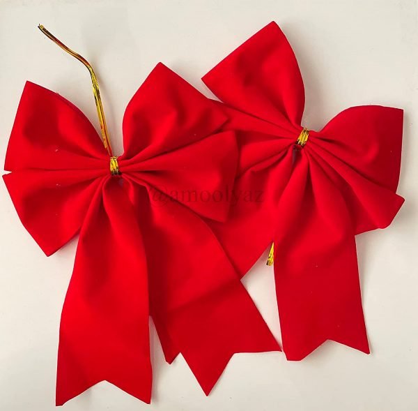 AmoolyaZ Handmade Velvet Christmas Bows|| Holiday Velvet Bows for Decorating Home, Christmas Trees, Wreaths and Gifts|| Use Indoor/Outdoor|| Size 6.5 x 7 Inches|| 2 Count|| (Red)