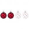 AmoolyaZ Christmas Decoration Baubles|| Light Weight Glass Baubles|| Red and White Polka Dots|| Size of Each Bauble is 5 cm (2")|| Pack of 4||