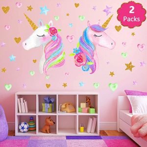 Vinyl Large Size Unicorn Wall Decal Sticker Decor for Girls Bedroom Birthday Party, Multicolour