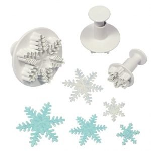 Snowflake Plunger Cutter|| Cookie Fondant Mold|| Cake Decoration Embossing Tool|| 3 Piece